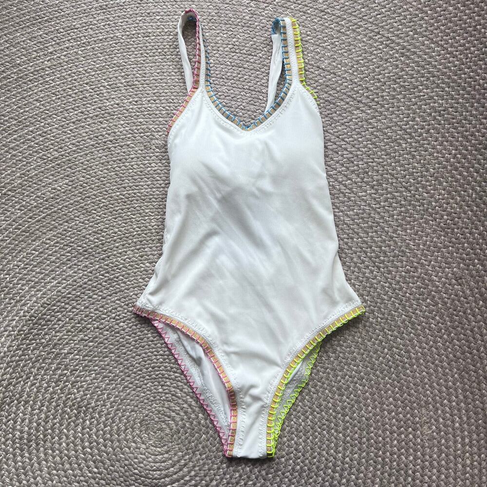 PQ Swim Crochet Trim One Piece Swimsuit Sz L